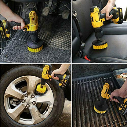 Drill Brushes Brush Attachment - 5 Pack Electric Drill Brush Kit - Great for Pool Tile, Bathroom Toilet, Ceramic Marble Car Automotive (Yellow 5 Pack)
