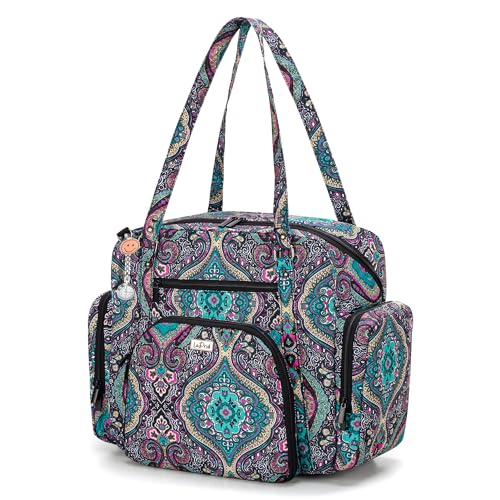 LoDrid Nurse Tote Bag with Padded Bottom for Home Health & Work, Zip-Top Closure, 15.6" Laptop Layer, Multiple Pockets for Nurse Supplies