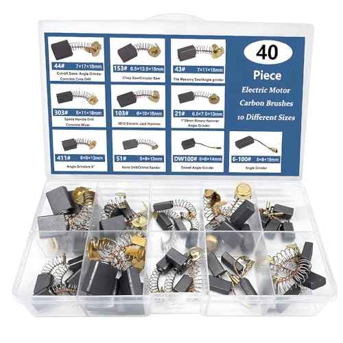 40pcs 10 Sizes Electric Motor Carbon Brushes for Replacement Repair Power Tools and Motors Part Such as Electric Hammer Drills, Circular Saws, Angle Grinders