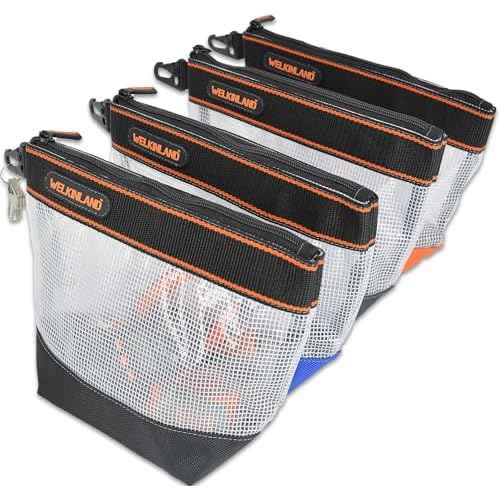 WELKINLAND 10-Inch Clear Tool Pouch Organizer - 4 Pcs Zipper Tool Bags