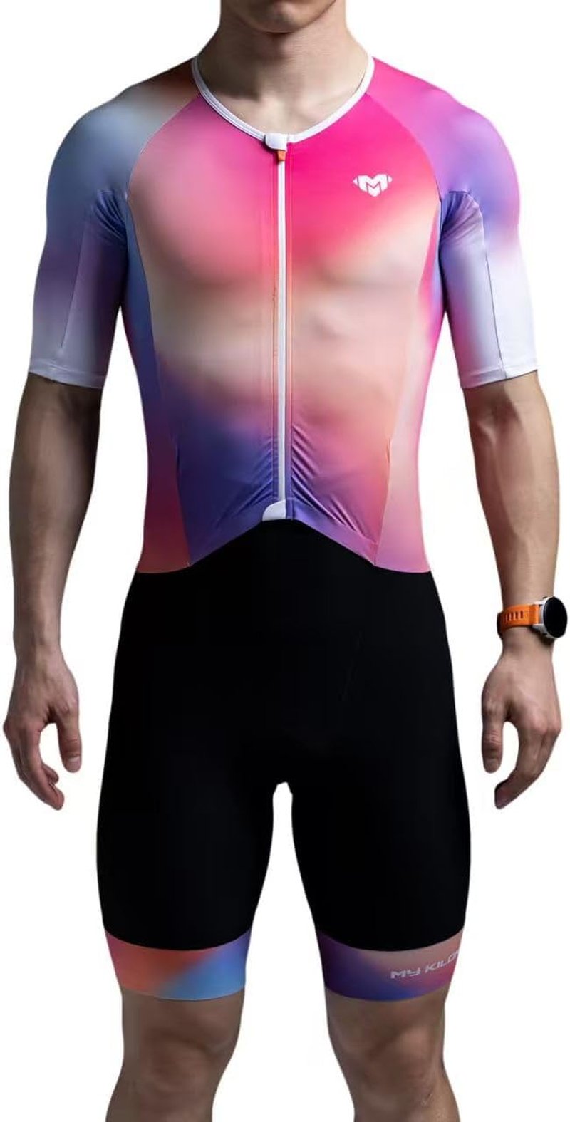 Men’s Triathlon Suit | Short Sleeve Quick-Dry Racing Tri Suit with Padded Zipper Pocket