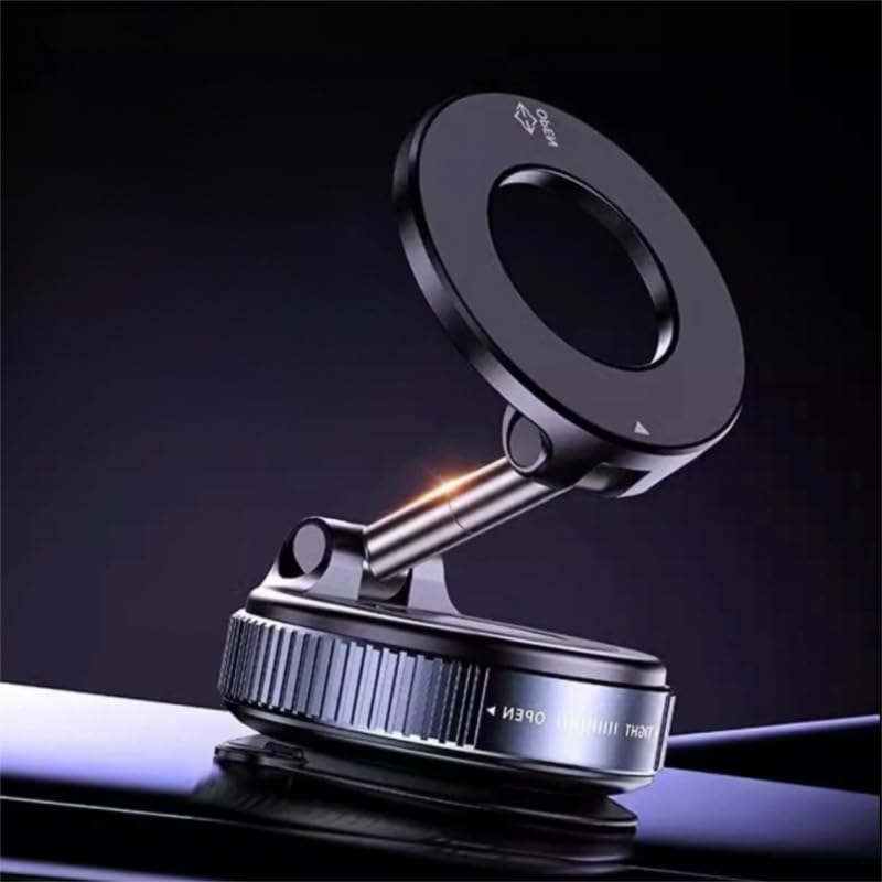 360° Foldable Vacuum Magnetic Phone Holder, Magnetic Car Phone Mount, Hands-Free Suction Cup Phone Holder for Smooth Surface/Car/Gym/Mirror/Tile-Black