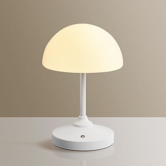 Mushroom Lamp Cordless Lamp Table Lamp,Outdoor Waterproof Shower Lamps,5000mAh Rechargeble Battery Operated Dimmable Touch Desk Lamps,LED Night Light for Bathroom Patio Camping Outdoor(White)