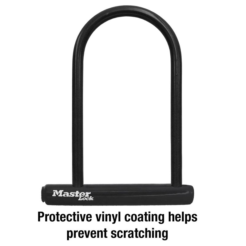 Master Lock Black Bike Lock with Key, Standard Size U-Lock for Bicycles and Other Outdoor Equipment, Anti-Theft Lock for Bikes, 8320D