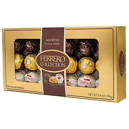 Ferrero Collection Gourmet Gift Box, 24 Assorted Confections with Hazelnut, Dark Chocolate and Coconut, 9.1 oz