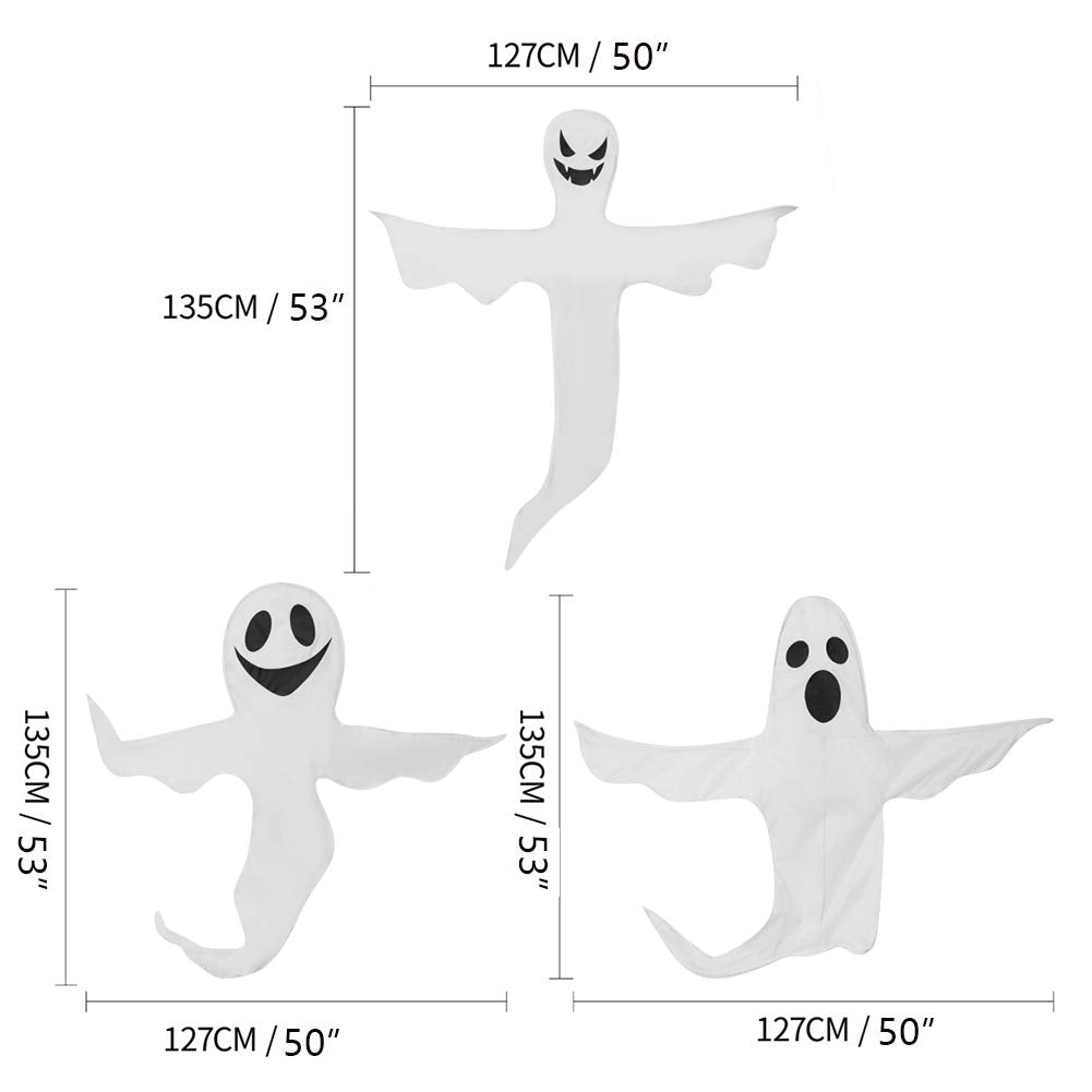 CCINEE Peek A Boo Hanging Ghost 50" X 53" Large Spooky Outdoor Decoration for Halloween Party Lawn Patio Haunted House Props Supply