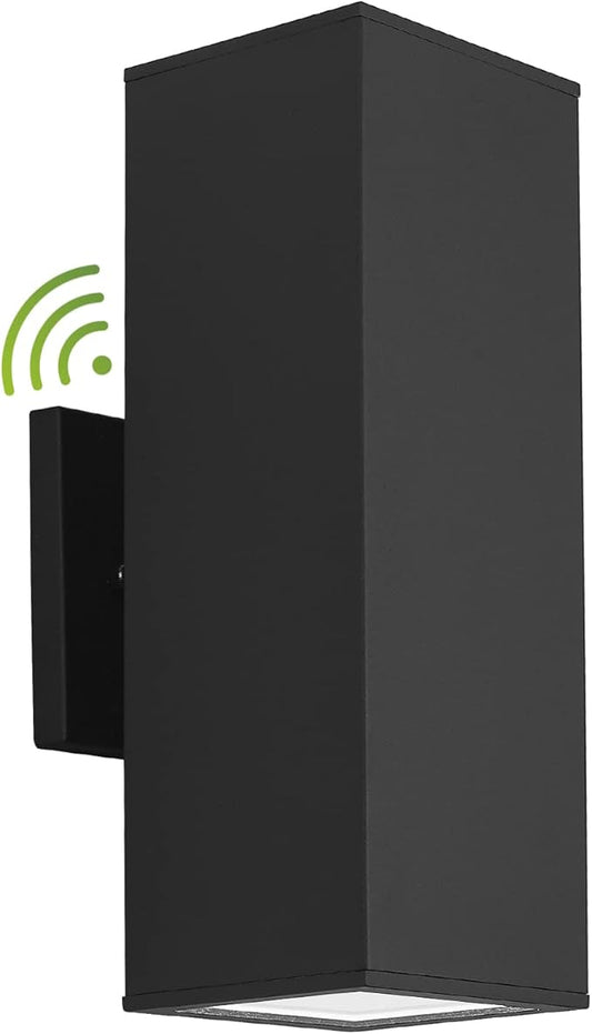 Outdoor Wall Light, Dusk to Dawn Porch Light, 13" Waterproof Black Outside Lights Modern, Large Up Down Exterior Lighting Fixtures for Patio, Garage, Doorway