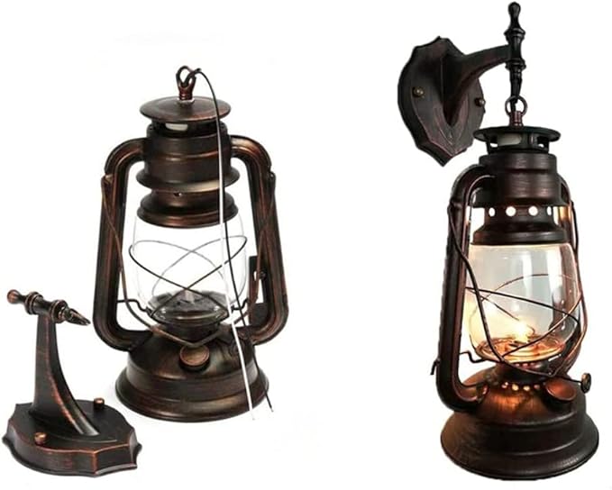 Rustic Wall Sconce Lantern Light, Vintage Wall Light Fixture with E26 Base,with Glass Shade, Waterproof Wall Mounted Lighting Fixture with Frosted Shade for Porch Garage Room W7 x H15