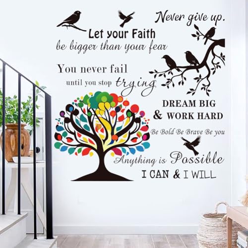 Vinyl Wall Stickers Inspirational Saying Wall Decals Motivational Quote Stickers Peel and Stick Positive Wall Stickers Quotes Wall Decor for Living Room Bedroom Office School Dorm Home D?cor.