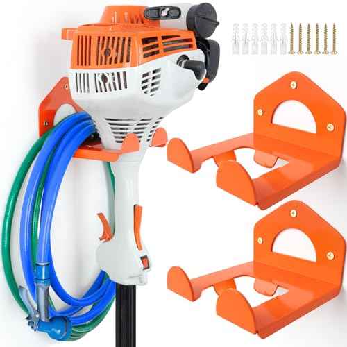reliahom Weed Eater Hanger, Heavy Duty Garage Organization Trimmer Rack, Garden Power Tool Organizer for Hedge Trimmer, Garden Tools, Garage, 2 Pack