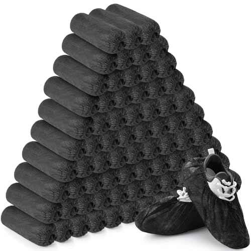 Vabean 1000 Pcs Disposable Shoe Covers Boot Cover Waterproof Nonslip Shoe Protector Covers for Indoor Carpet Floor Workplace Protection, One Size Fit Most (Black)