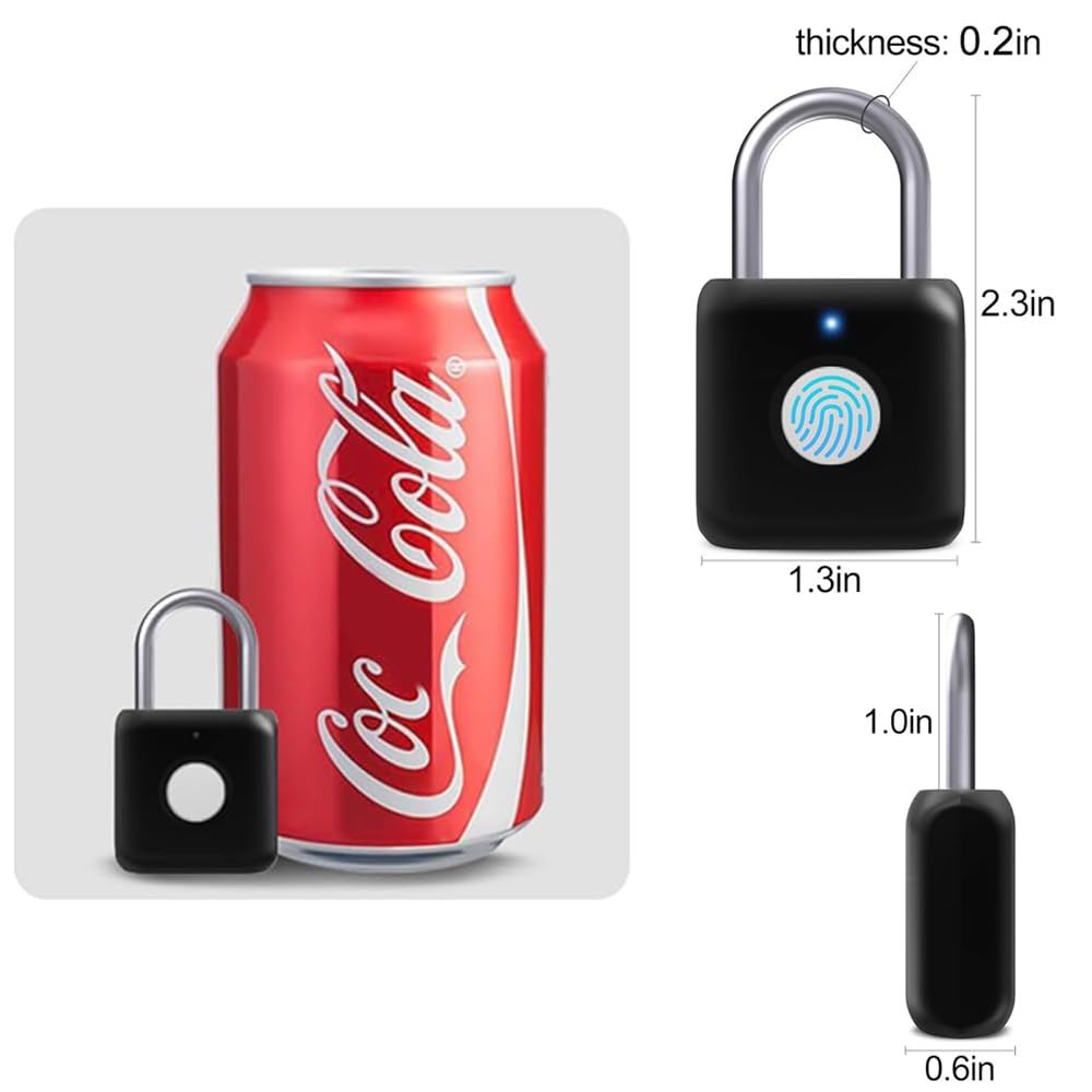 Fingerprint Padlock Phone Watch App Gym Locker Lock: Keyless Padlock eLinkSmart Combination Lock - Black Metal Bluetooth Remote Padlock for Locker Backpack Suitcase Luggage