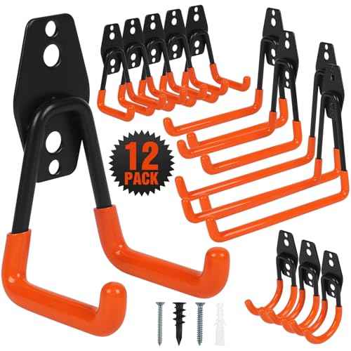 Garage Hooks Ladder Hooks for Hanging Heavy Duty Garage Organizer Wall Mount Metal Garage Storage Organization Tool Hanger Utility Rack for Garage Wall, Shed, Garden, Workshop