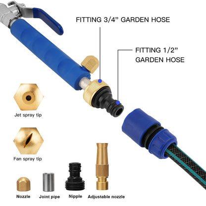 Jet Nozzle 2-in-1 High Pressure Power Washer, Watering Sprayer Cleaning Tool, Hydro Jet Nozzle Power Washer, Tool Pressure Washer Extension Wand with 3 Hose Nozzles for Garden Hose and Car Washing