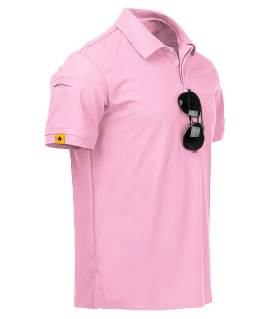 ZITY Mens Polo Shirt Short Sleeve Sports Tactical T-Shirt Athletic Golf Polos Daily Casual Stylish Collared Shirts for Men Pin 4X-Large Pink