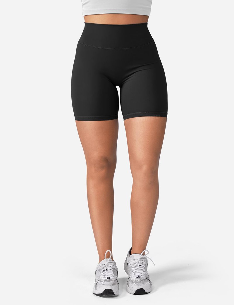 YEOREO Women's Biker Shorts 4.5" / 6" Workout Gym Shorts Craze High Waist Tummy Control Hidden Scrunch Running Yoga Black S