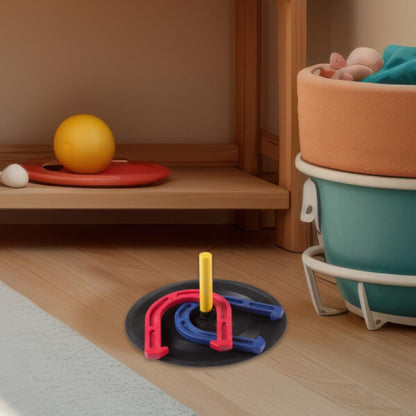 Rubber Horseshoes Game Set for Outdoor and Indoor Games - Perfect for Tailgating, Camping, Backyard and Inside Fun for Adults and Kids by Hey! Play! Black, 12 X 13.5 X 12"