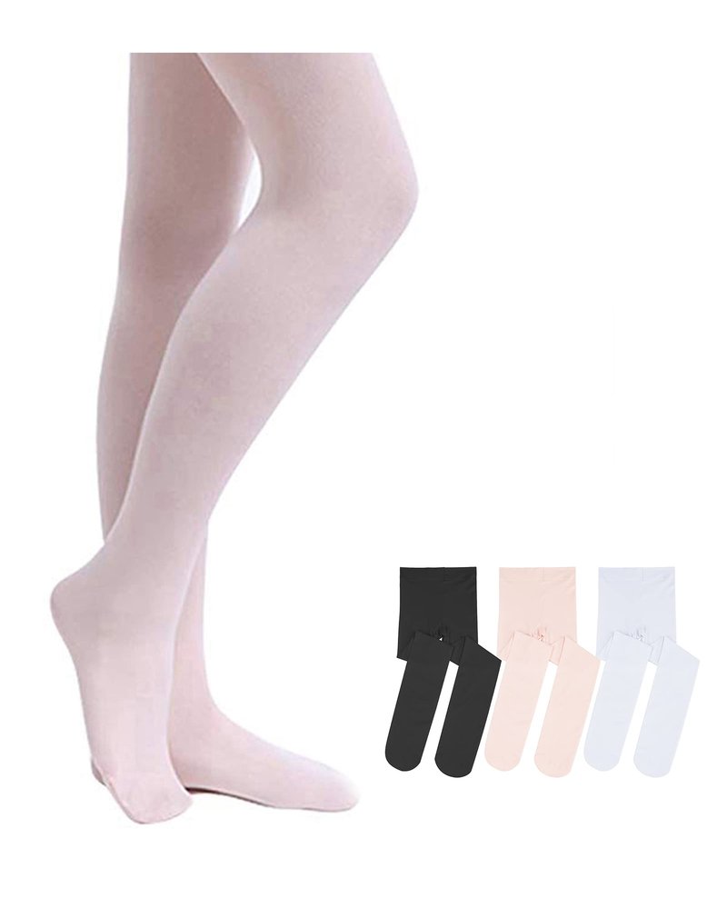 Stelle Girls' Ultra Soft Pro Dance Tight/Ballet Footed Tight (Toddler/Little Kid/Big Kid), BP+WT+BK, 2-4T