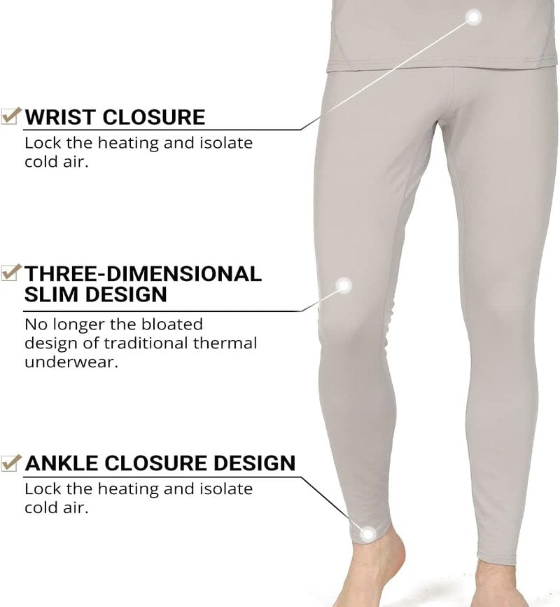 Long Johns Thermal Underwear for Men - Fleece Lined Base Layer Set for Skiing, Hunting | Winter Warmth