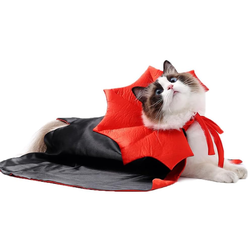 Dog Halloween Costumes for Small Medium Large Dogs Cats, Adjustable Cat Dog Vampire Costume Cloak Stand-Collar,Small Dog Halloween Costumes for Dachshund French Bulldog Chihuahua Yorkie (Black, S)