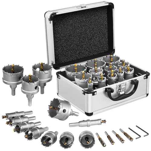 16PCS Hole Saw Kit for Hard Metal,Upgrade Heavy Duty Carbide,12 Sizes Including 5/8" to 2-1/4¡±,Tungsten Carbide Tipped Hole Cutter Set£¬Suitable for Hard Metal, Stainless Steel, Wood, Iron
