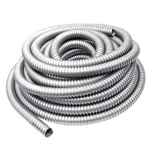 50 ft 3/4 Inch Reduced Wall Flexible Metal Conduit, Galvanized Steel Outdoor Electrical Conduit for Greenfield Wiring, Cable Management