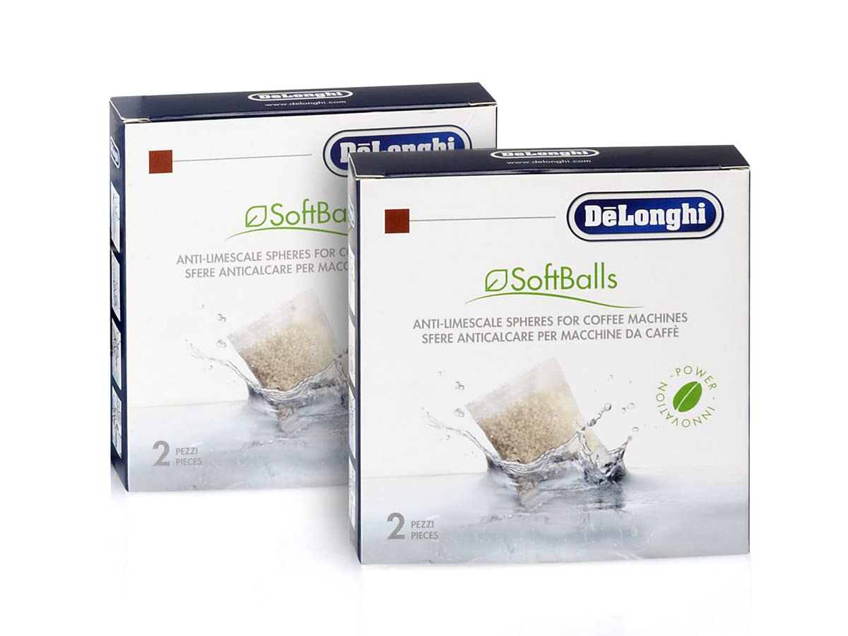 De'Longhi Softballs DLSC551, Anti Limescale Spheres for Coffee Makers, Coffee Machine Maintenance Accessory, Plant-Based Ingredients, 6 Months Duration, 2 Bags