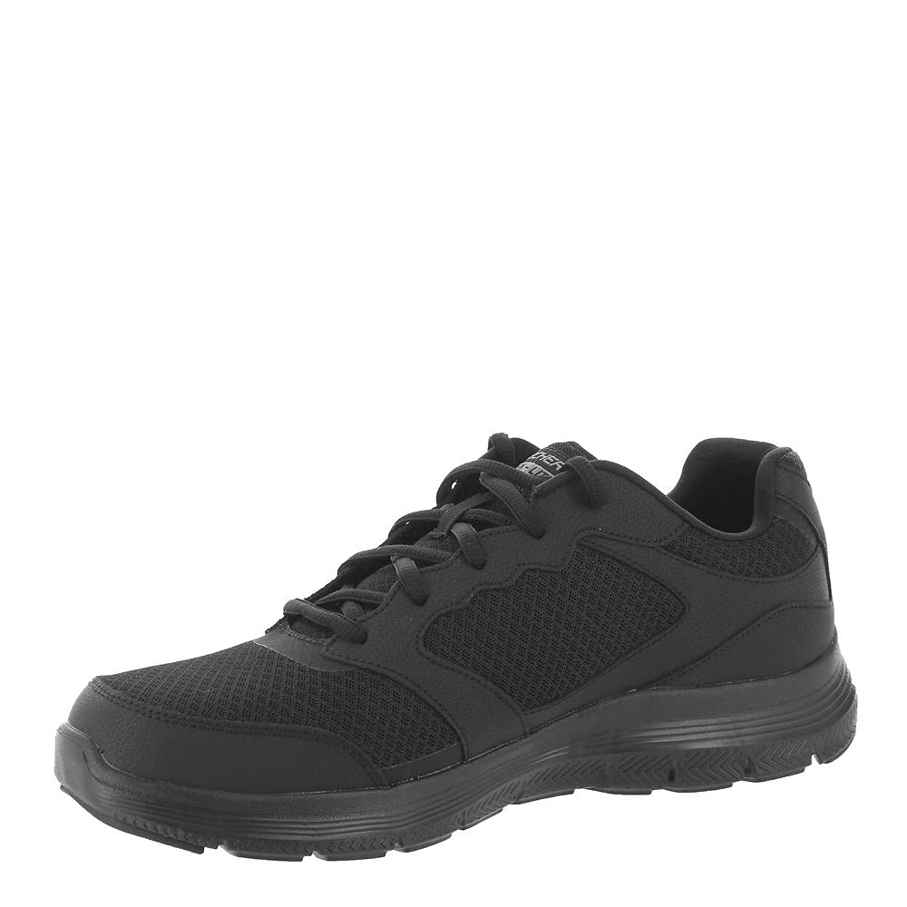 Skechers Men's Flex Advantage 4.0 Sneaker, Black Leather Mesh Pu Black Trim, 10 UK
