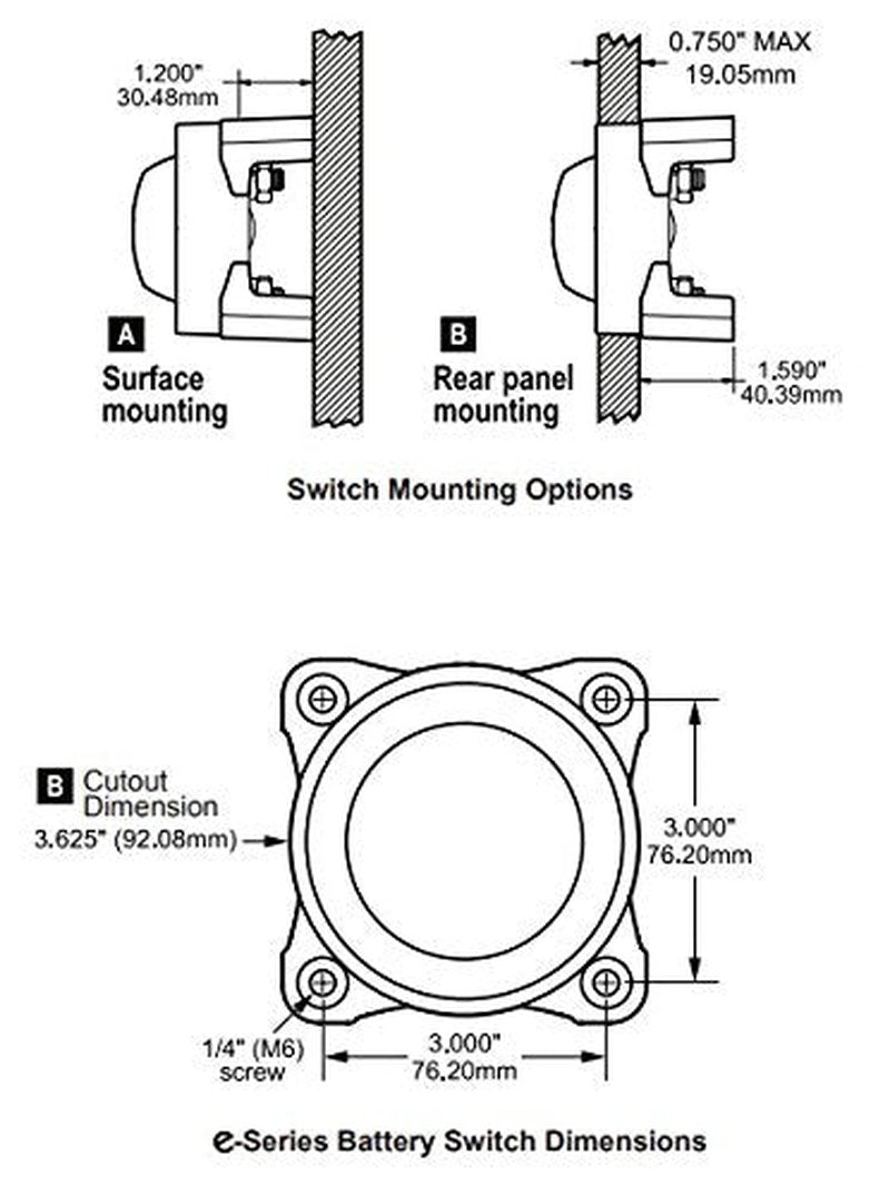 e-Series Battery Switch Selector - 4 Position with Alternator Field Disconnect | 32V DC, 325A, Red