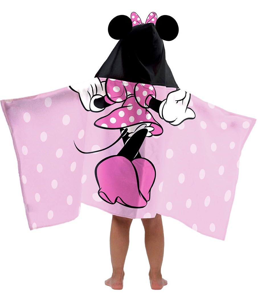 Jay Franco Disney Minnie Mouse Hooded Bath Towel- Measures 22 x 51 Inches - Soft & Cozy Kids Cotton Pool/Beach Towel
