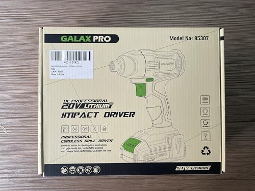 GALAX PRO Cordless Impact Driver 20V, Variable Speed (0-2800RPM),with LED Work Light, 6pcs Screwdriver Bits, 1.3Ah Battery and Charger