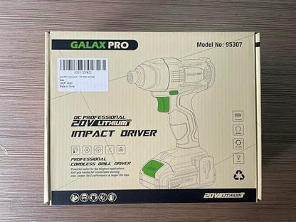 GALAX PRO Cordless Impact Driver 20V, Variable Speed (0-2800RPM),with LED Work Light, 6pcs Screwdriver Bits, 1.3Ah Battery and Charger