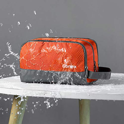 Gonex Men Toiletry Bag with Strap Sport Style Repellent Showerproof Nylon Orange