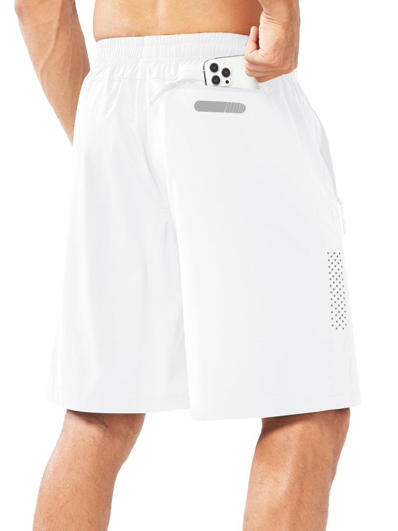 NORTHYARD Men's Athletic Running Shorts Quick Dry Workout Shorts 7"/ 5"/ 9" Lightweight Sports Gym Basketball Shorts Hiking Exercise WHITE-9inch S