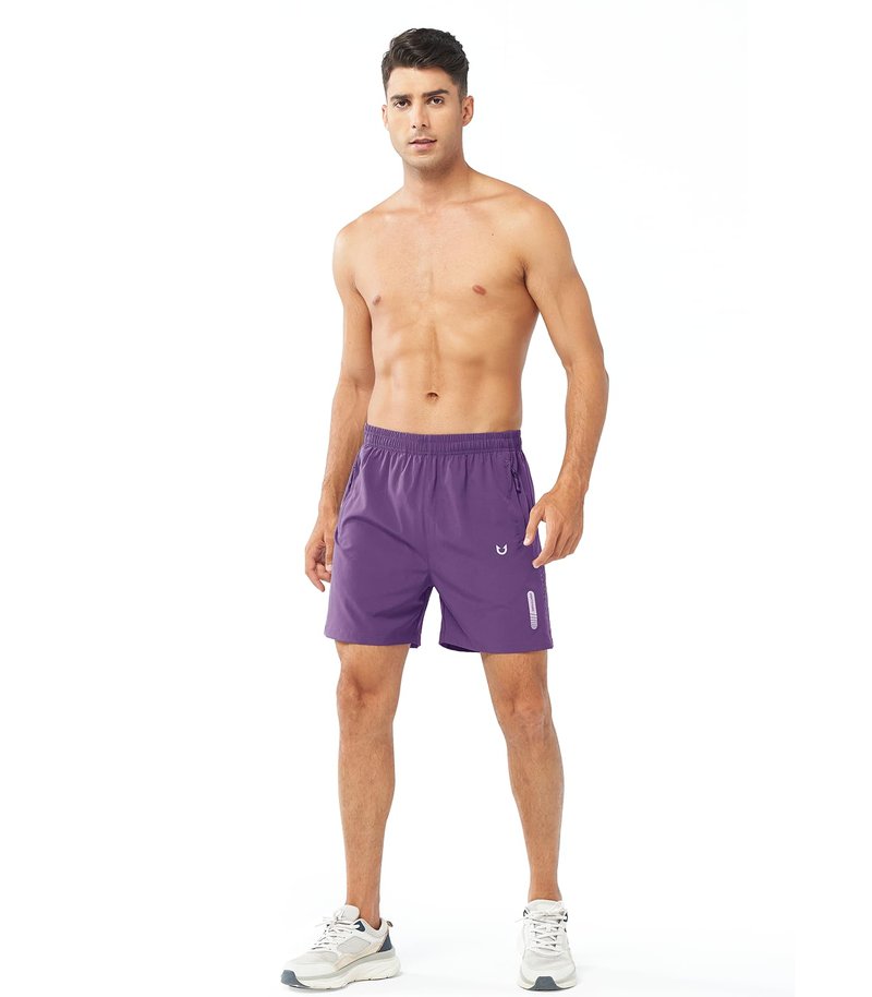 NORTHYARD Men's Athletic Running Shorts Gym Workout 7"/9"/5" Quick Dry Lightweight Sports Basketball Tennis 3 Zipper Pockets PURPLE-5inch L