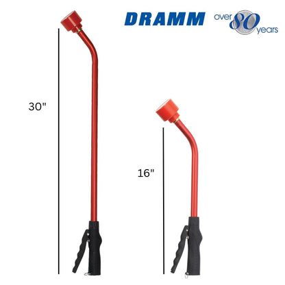 Dramm Touch-N-Flow Rain Wand – 30” Long, Green – Full Watering Flow with Trigger-Style Shut-Off Valve & Lock – High-Flow, Gentle Spray for Gardens, Hanging Baskets & Flowerbeds