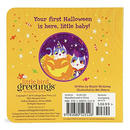 Baby's First Halloween Greeting Card Board Book (Includes Envelope and Foil Sticker) For Newborns, 0-12 Months (Little Bird Greetings Keepsake Book)