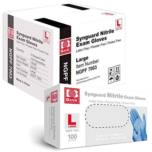 Jointown Basic Medical Blue Nitrile Exam Gloves - Latex-Free & Powder-Free - NGPF7003 (Case of 1,000), Large