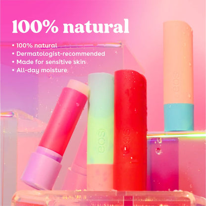 eos 100% Natural & Organic Lip Balm- Strawberry Sorbet, All-Day Moisture, Dermatologist Recommended for Sensitive Skin, Lip Care Products, 0.25 oz