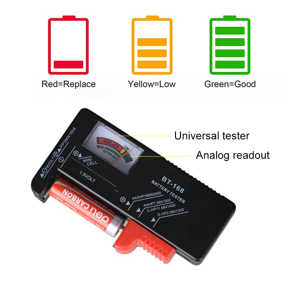 Battery Organizer Storage Box with Tester, Battery Vault Case Fireproof Waterproof Explosionproof Holder Box with Tester BT-168 Checker Carrying Case Container Bag Fit for 200+ Batteries AA AAA C D 9V