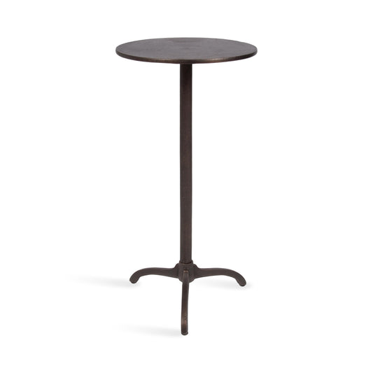 Kate and Laurel Henshall Mid-Century Metal Round Side Table, 12 x 12 x 24, Bronze, Sand Cast Aluminum Sculptural Indoor Plant Stand with Tripod Base for Use as End Table or Bedroom Nightstand