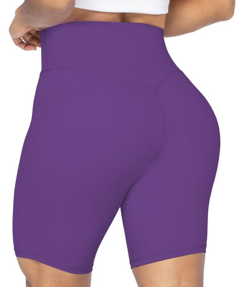 Sunzel No Front Seam High Waist Biker Shorts for Women, Squat Proof Yoga Workout Gym Bike Shorts 8" Inseam Petunia X-Large