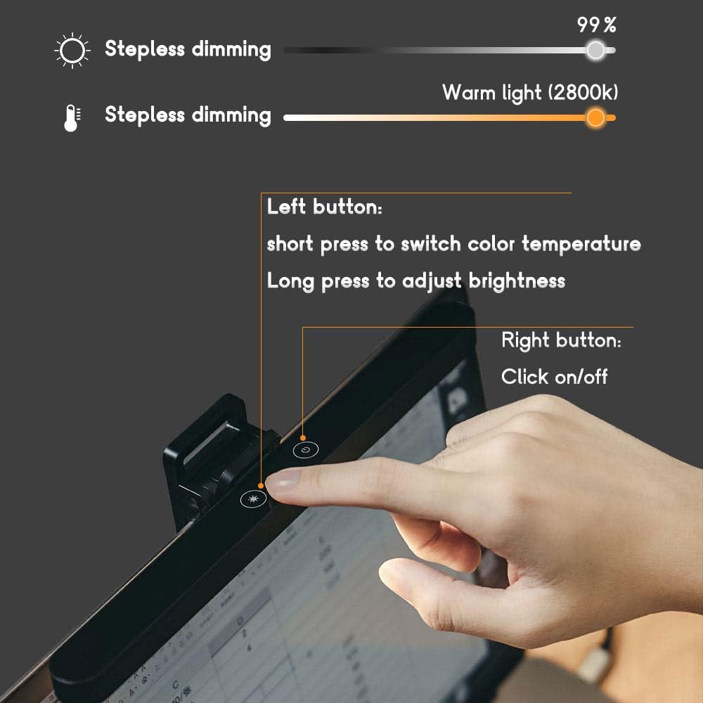 Laptop Monitor Light Bar, Computer USB Lamps with Touch Dimmer Switch, E-Reading LED Light Anti-Glare for Office/Home, Brightness/Color Temperature Adjustment