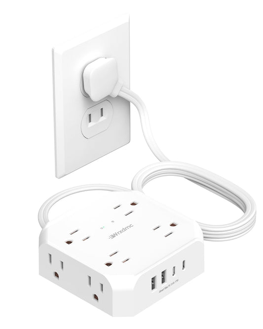 2 Prong Power Strip, WRXDMC 2 Prong to 3 Prong Outlet Adapter,1400J Two Prong Surge Protector, 5ft Extension Cord, 8 AC Outlets with 2 USB C Port and 2 USB A Port, Wall Mountable, Ideal for Old House