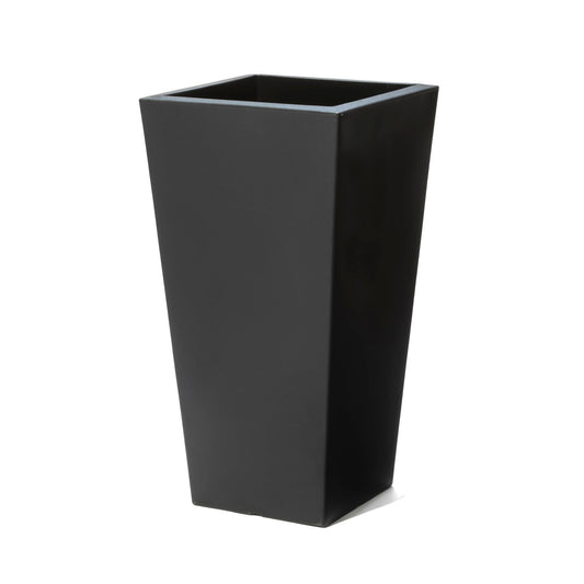 Step2 Tremont Tall Square Tapered Planter, 28", Indoor/Outdoor Plants, Efficient Drainage, Durable Resin, Onyx Black