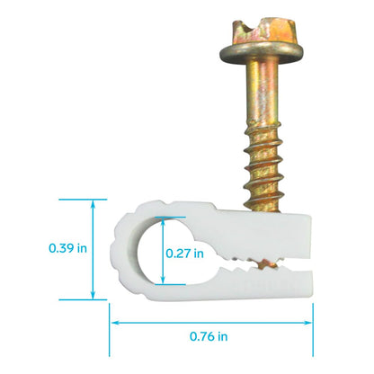 Coaxial Cable Clips - Cable Holder - Wire Clips - Siding Clips For Hanging - Cord Holder For Desk - Cable Clamps - Cord Clip - Wire Organizer Clips - Tv Mount Screws - White - 100 Pack - STEREN