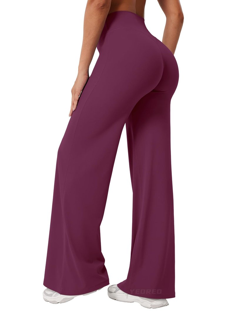 YEOREO Workout Leggings Womens No Front Seam Straight Leggings 31.5" High Waist Buttery Eddiy Gym Yoga Pants Black Cherry XL