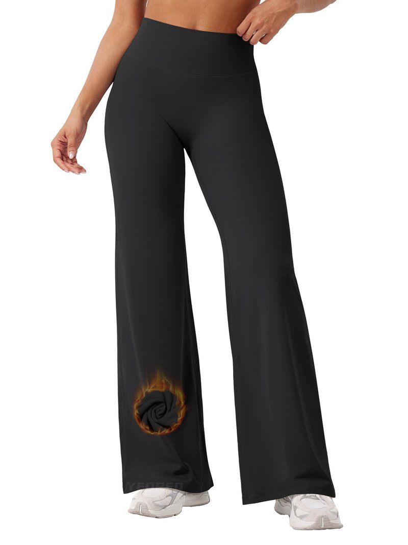 YEOREO Workout Leggings Womens No Front Seam Straight Leggings 31.5" Thin Fleece High Waist Buttery Eddiy Gym Yoga Pants Black XS