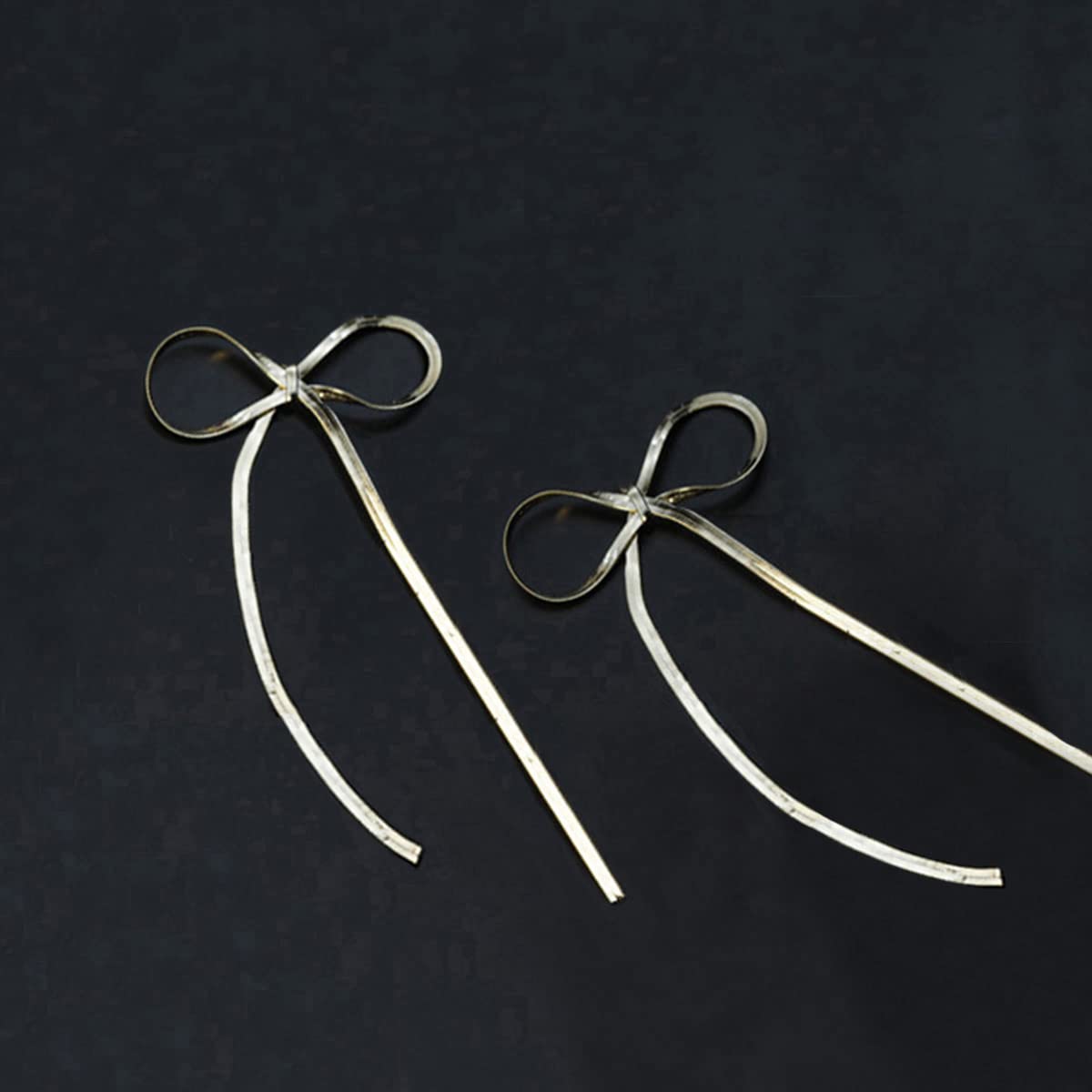 LOKLIFFAI Bow Drop Dangle Earrings for Women, Long Tassel Chain Earrings Wedding Statement Earrings