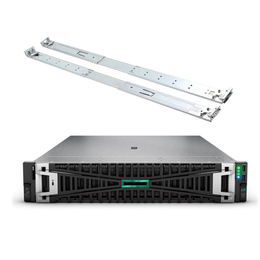 HPE ProLiant DL380 Gen11 2U Rack Server Bundle with Dual Xeon 4410y 12-Core 2GHz, 256GB DDR5 Memory, 7.68TB Enterprise SATA SSD Storage, RAID, Dual Power, iLO and Rail Kit